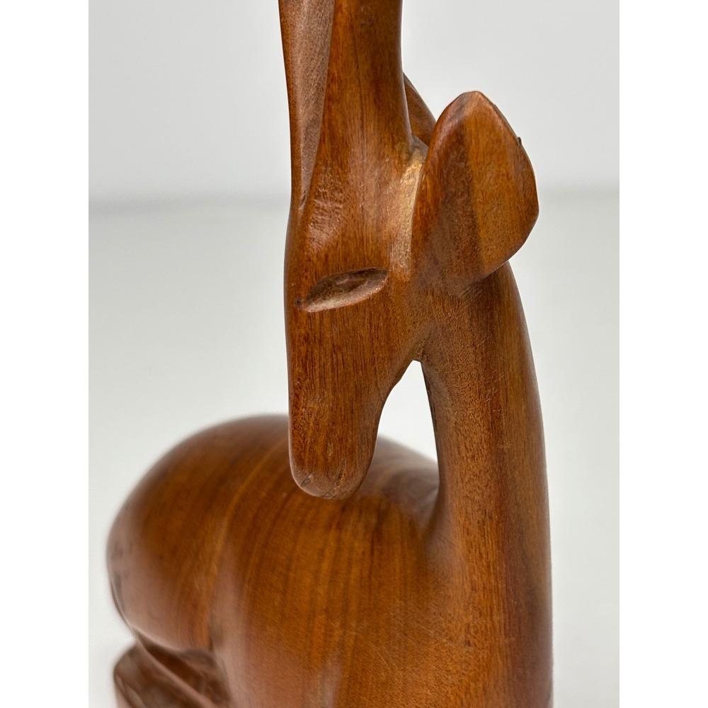Gazelle Figurines Set of 2 Brown‎ Wood Hand Carved Vintage Pair AS IS - Picture 8 of 16